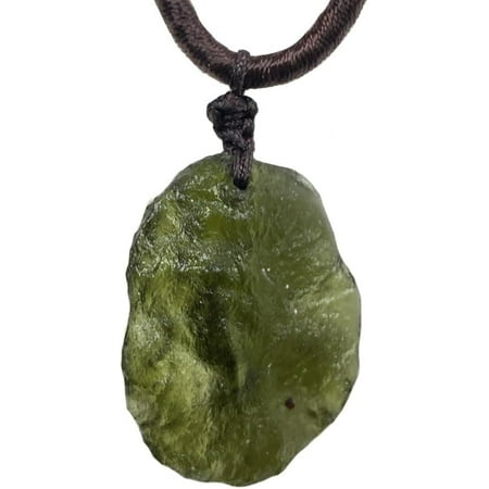 Moldavite Crystal Necklace Real,Raw Czech Meteorite Tektite Stone Healing Crystal Necklace