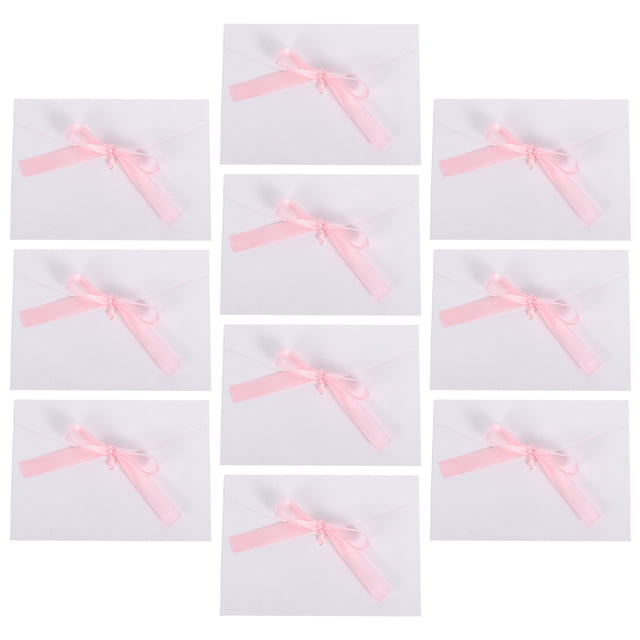 10 Pcs 17.5x12.5cm Retro Creative Bow Invitation Cards Envelopes for Wedding Birthday Party (White)