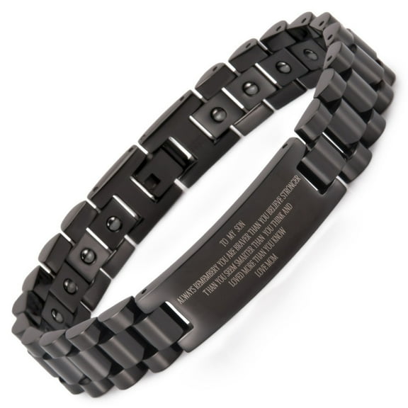 Metaljc Magnetic Stainless Steel Bracelet for Men, Fashion Jewelry, Black, 8.3 in, Gift for Son