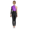 thumbnail image 2 of Oyolan Combinaison de Danse Patchwork en Maille à une Épaule pour Filles Enfants Violet 8, 2 of 7