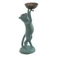 thumbnail image 3 of Cat with Bird Nest Verdigris Green Metal Birdfeeder, 3 of 5