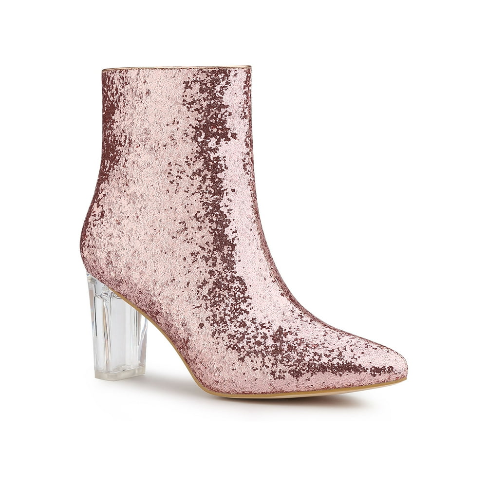 allegra k women's glitter clear ankle strap flat mules shoes