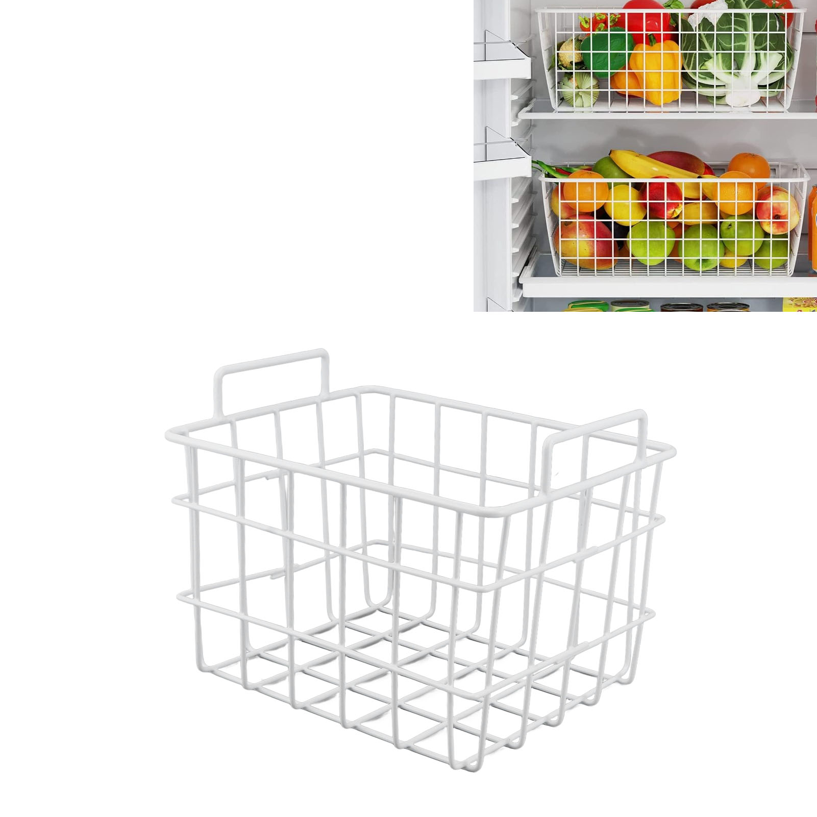 Organisateur De Congélateur Empilable En Fil Métallique - Bac Profond Avec Poignées Pliables - Pour Viande, Légumes, Snacks - 38,5x25x16,5 Cm - 11