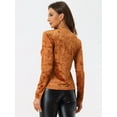 thumbnail image 4 of DARING DIVA Velvet Tops Round Neck Casual T-Shirt M Neon Brown, 4 of 6