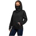 thumbnail image 3 of MaFYtyTPR Women's Cowl Neck Hoodie with Face Cover Casual Pullover Hooded Sweatshirt with Pocket Fall Winter Outdoor Warm Tops 01-Black L, 3 of 6