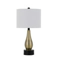 thumbnail image 2 of 23 Inch Pear Shaped Table Lamp, Set of 2, Fabric Cylinder Shade, Black, Gold- Saltoro Sherpi, 2 of 5