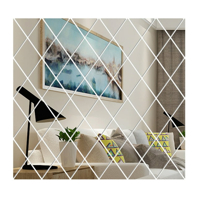 Amdohai Wall Decals Wall Sticker Diamond Mirror Reflective Design DIY Family Wall Art Sticker Decor Decoration