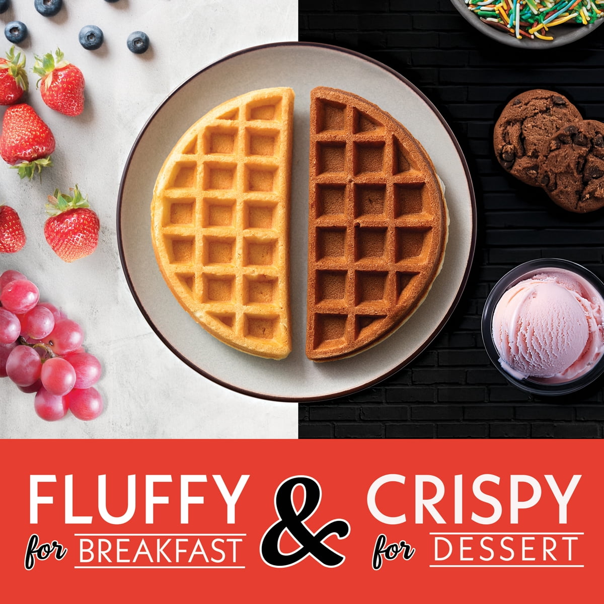 Gourmia Belgian Waffle Maker Adjustable Browning, PFAS-Free Nonstick Plates, Stainless Steel