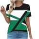 thumbnail image 2 of Fiudx Ofertas Relámpago Jersey Plisado Estampado con Cuello Redondo para Mujer, Top Informal de Moda de Manga Corta para Primavera/Verano, 2 of 3