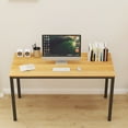 thumbnail image 2 of SOGES 55 inches Large Office Desk Writing Desk, Teak & Black, 2 of 6