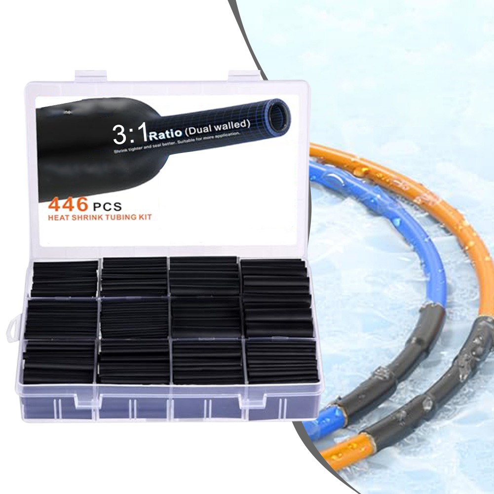 446Pcs Heat Shrink Tubing Kit 3:1 Ratio For Industry Ships Wire Connections Etc