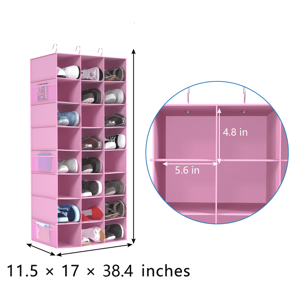 coastal rose Hanging Shoe Organizer for Closet, 24 Sections Shoe Holder Hanger Rack, Space-saving Shoe Organizers and Storage