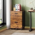 thumbnail image 4 of GALAXHERO 2 Drawer Filing Cabinet with Lock, Wooden Printer Stand with Storage for Home Office, Mobile Locking file Cabinet Fits Letter/A4 Hanging Files, Rustic Brown, 4 of 8