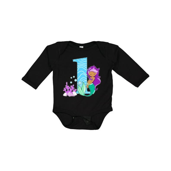 Inktastic First Birthday Mermaid Girls Long Sleeve Baby Bodysuit