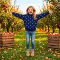 thumbnail image 7 of Girls Polka Dot Turtleneck Sweater Long Sleeve Pullover Tops Loose Fit Kids Casual Fall Winter Daily Knit Outfits, 7 of 7