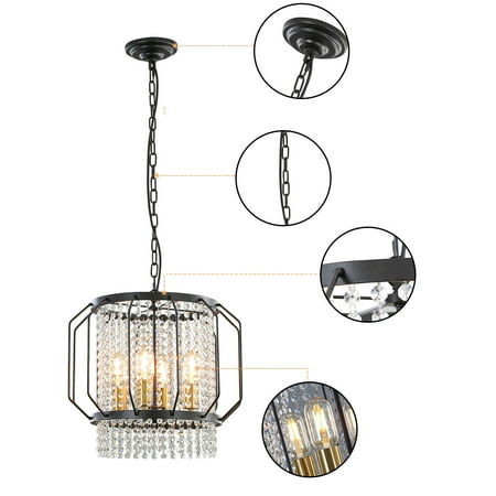 

Crystal 4-Light Ceiling Light Fixture Metal frames Chandelier Pendant Lamp Home