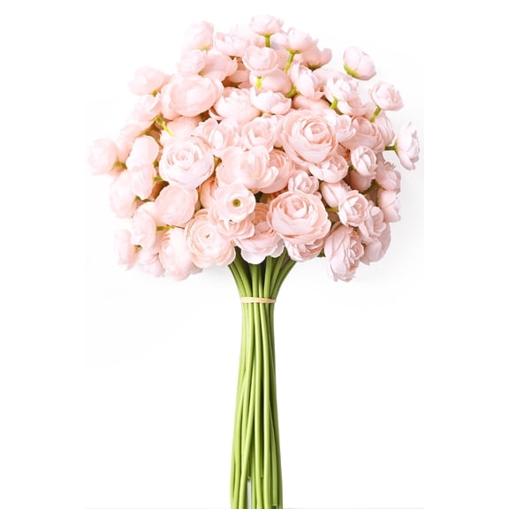 Yastouay Ranunculus Artificial Flowers,18 Pcs Faux Silk Mini Ranunculus,Pink Flowers Wedding Bouquet for Table Centerpieces Arrangement