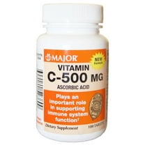 Major Vitamin-C Ascorbic Acid Dietary Supplement Tablets, White, 500 mg, 100 Count