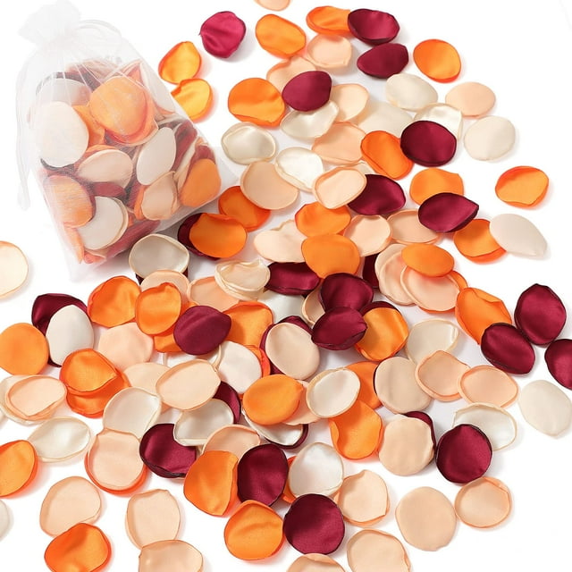 Serwalin, 500 unidades, pétalos de rosa de seda, borgoña, oro, blanco y naranja