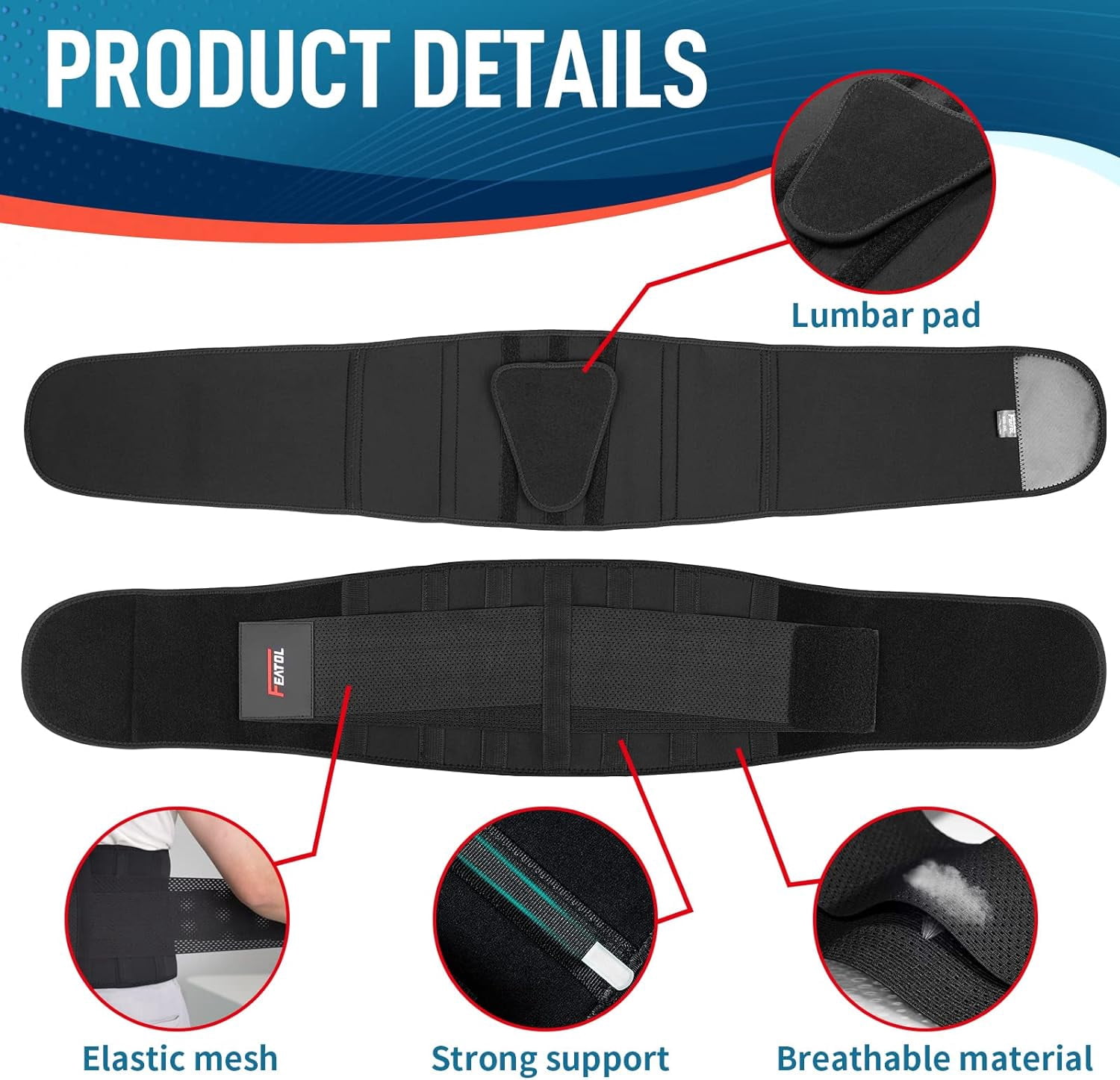 Adjustable Breathable Back Brace – Lumbar Support Belt for Lower Back Pain Relief, Posture Corrector for Daily Use & Sports, Fits 24-30 Inch Waist
