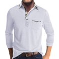 thumbnail image 1 of Men's Spring And Autumn Solid Color T-shirt Lapel 3 Button Open Placket Button Long Sleeved TopXL, 1 of 5