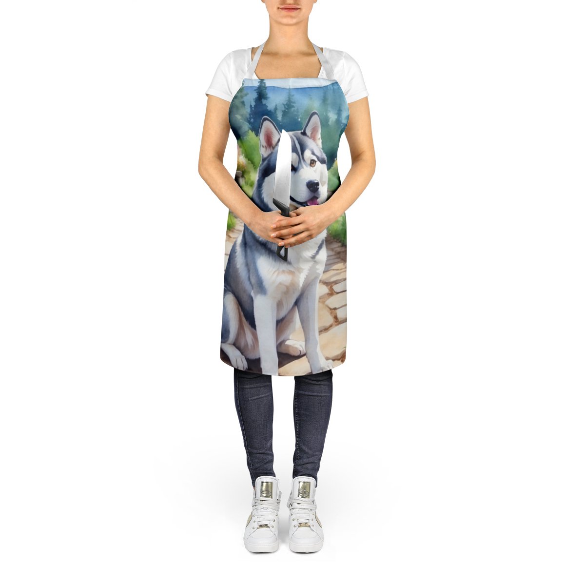 Siberian Husky Spring Path Apron 27 in x 30 in