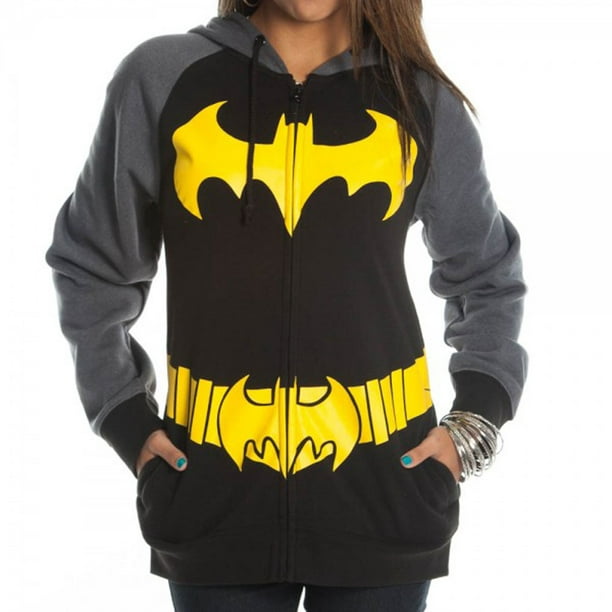 Batman - batman logo juniors black/grey hoodie (x-large) - Walmart.com ...