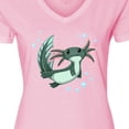 thumbnail image 4 of Inktastic Cute Axolotl Swimming with Bubbles Women's V-Neck T-Shirt, 4 of 5