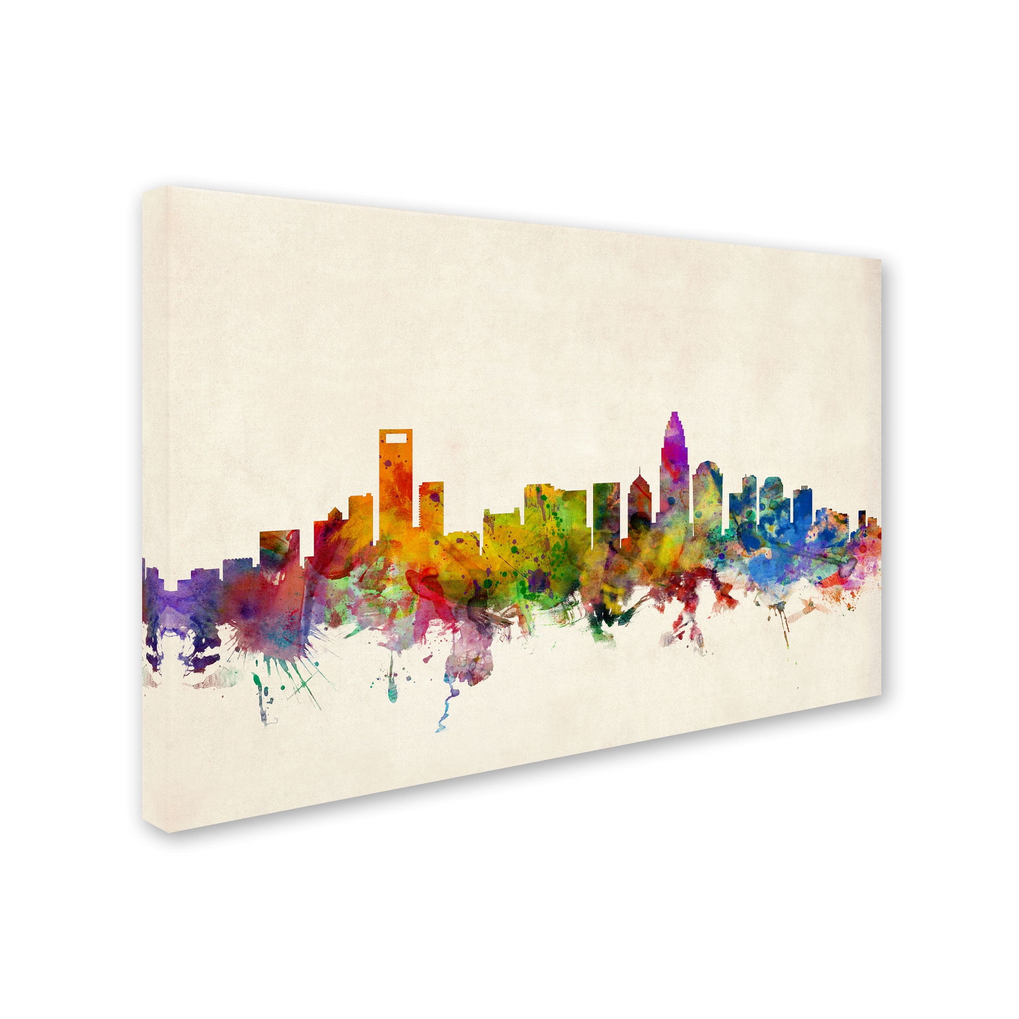 Trademark Fine Art "Charlotte Watercolor Skyline" Canvas Art by Michael Tompsett