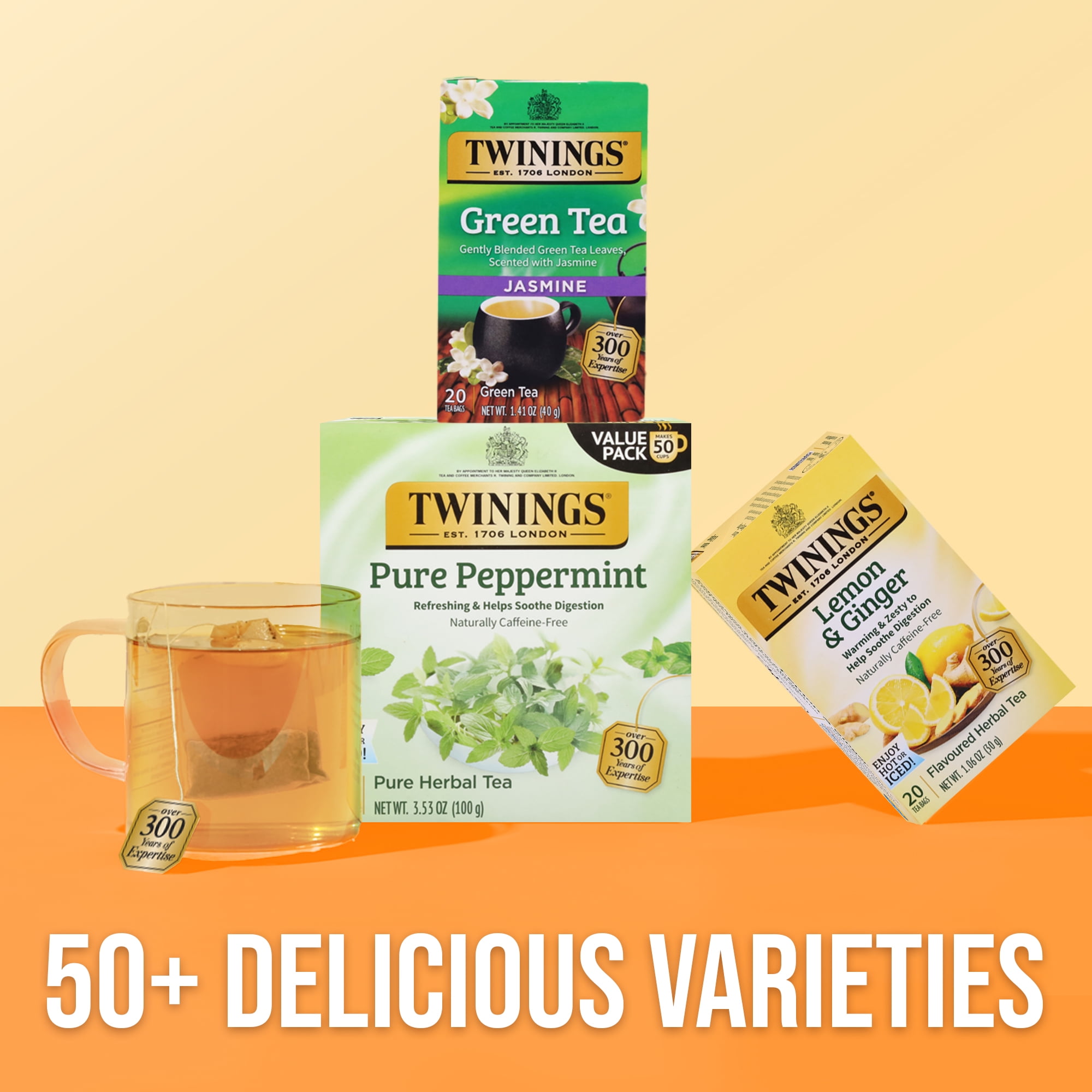 (4 pack) Twinings of London Lemon & Ginger Herbal Tea Bags , 20 Ct., 1.41 oz.