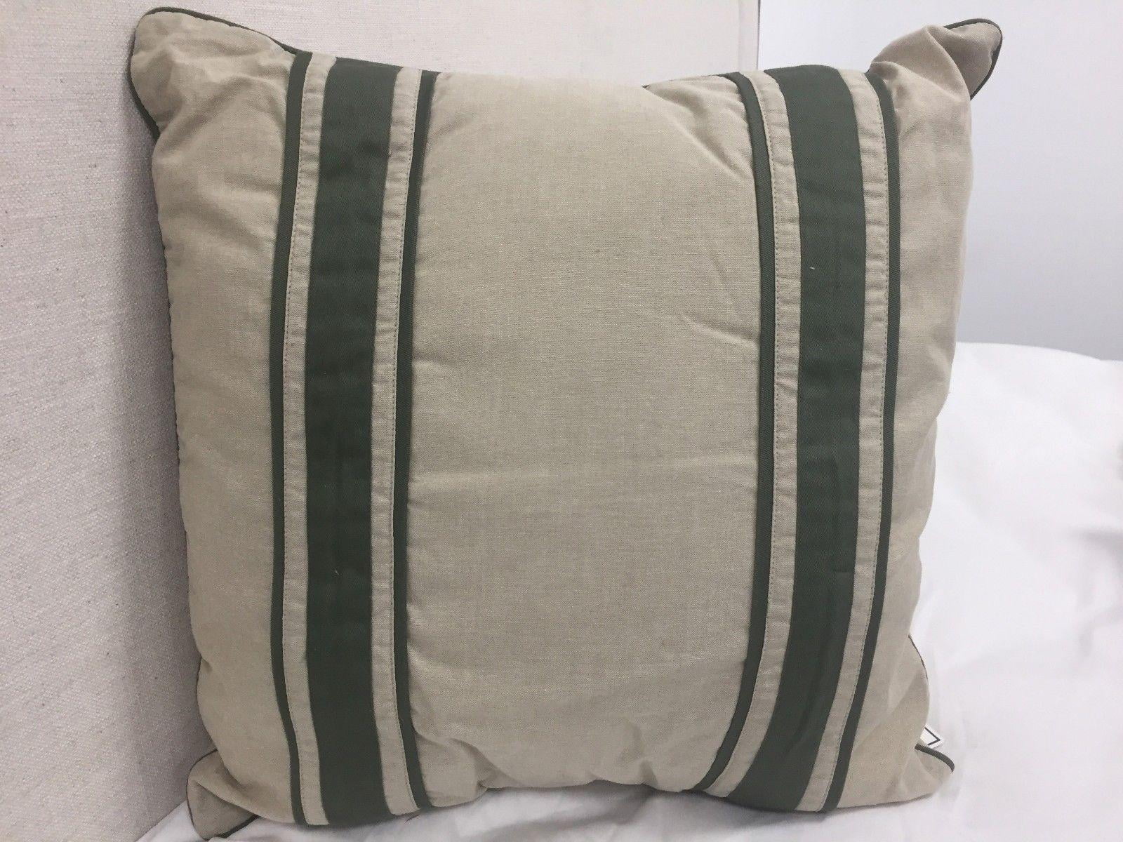 Nautica Khaki w/Green Stripe Decorative Throw Pillow, 17''x17