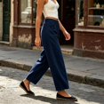 thumbnail image 6 of vigerkar Cotton Baggy Low Rise Barrel Pants for Women, Relaxed Lounge Boho Beach Travel Wide Leg Trousers, Breathable Summer Style (Navy, S), 6 of 6