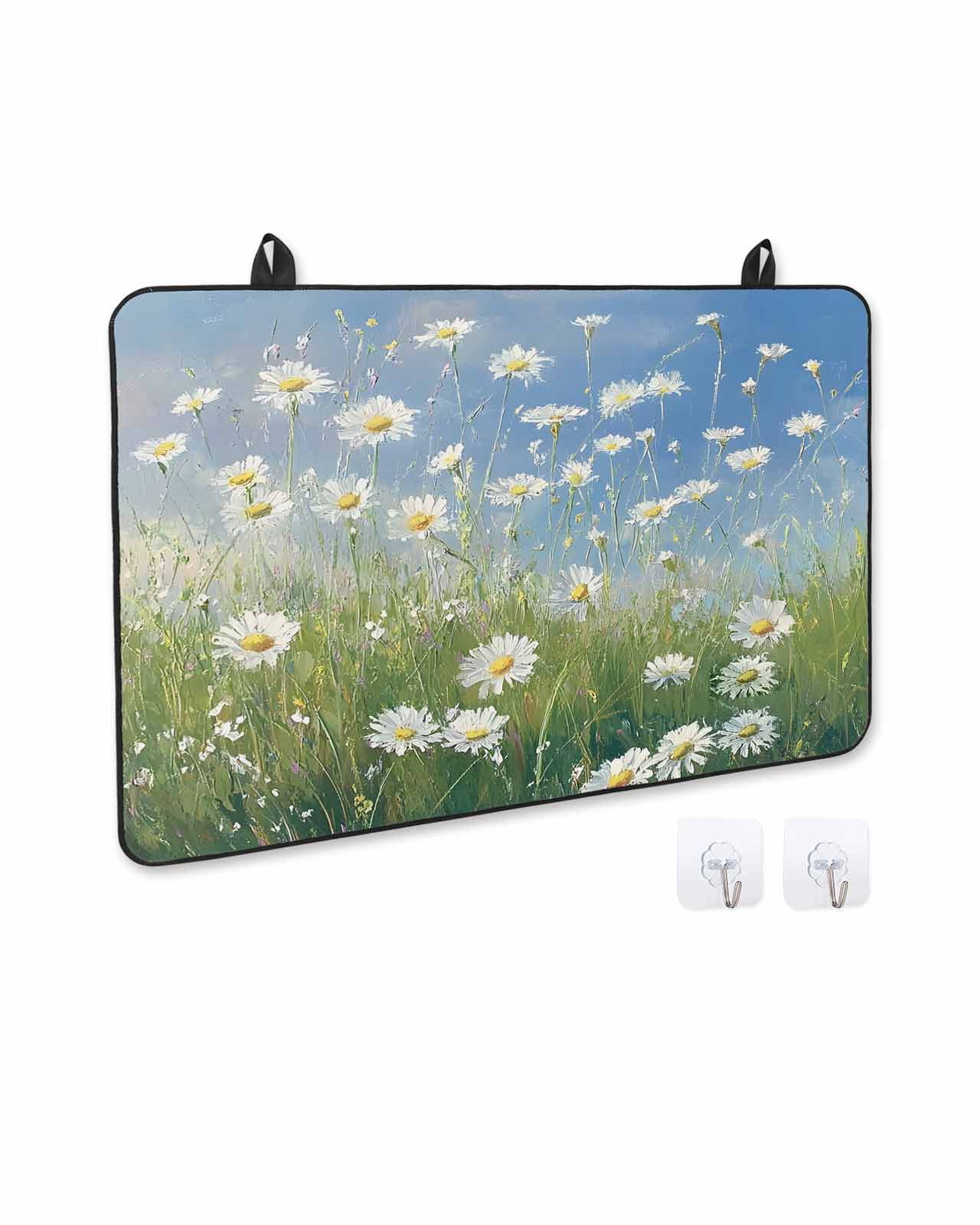 nqOlkjepod Large Induction Cooktop Protector Mat 24"x21", Spring Floral Stove Top Covers for Electric Stove, Modern Oil Painting Flowers Farmhouse Stove Burner Cover Mats, Glass Top Stove Cover