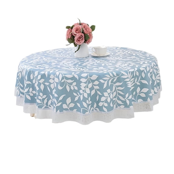 ACDANC Round Vinyl Lace Tablecloth Waterproof PVC Plastic Wipeable Spillproof Peva Heavy Duty Stainproof Oilcloth Tablecloth for Card Table,60in