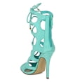 thumbnail image 3 of Breckelles BK04 Women Suede Peep Toe Cut Out Lace Up Stiletto Sandal Heel, 3 of 6