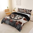 thumbnail image 2 of jejeloiu Western Bull Skull Queen Duvet Cover Set For Kids,Rustic Cowhide Retro Texas Stars Print Bedding For Boys,Reversible,3pcs(No Comforter), 2 of 6