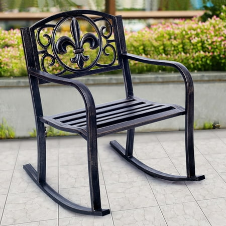 Costway Patio Metal Rocking Chair Porch Seat Deck Outdoor Backyard Costway Patio Metal Rocking Chair Porch Seat Deck Outdoor Backyard Glider Rocker