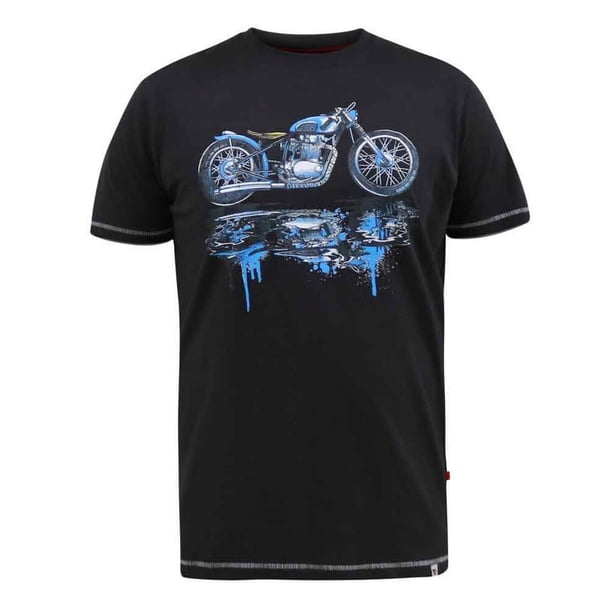 Duke - Camiseta con Diseño de Moto Fritton D555 para Hombre (Negro Lavado)