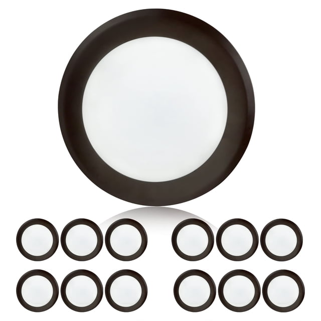 TOPELER 12Pack Bronze Surface Mount LED Ceiling Light, 6 Inch Dimmable LED Downlight, 15W 4000K Cool White, Dimmable Low Profile Recessed Disc Light for Home Improve, ETL Listed
