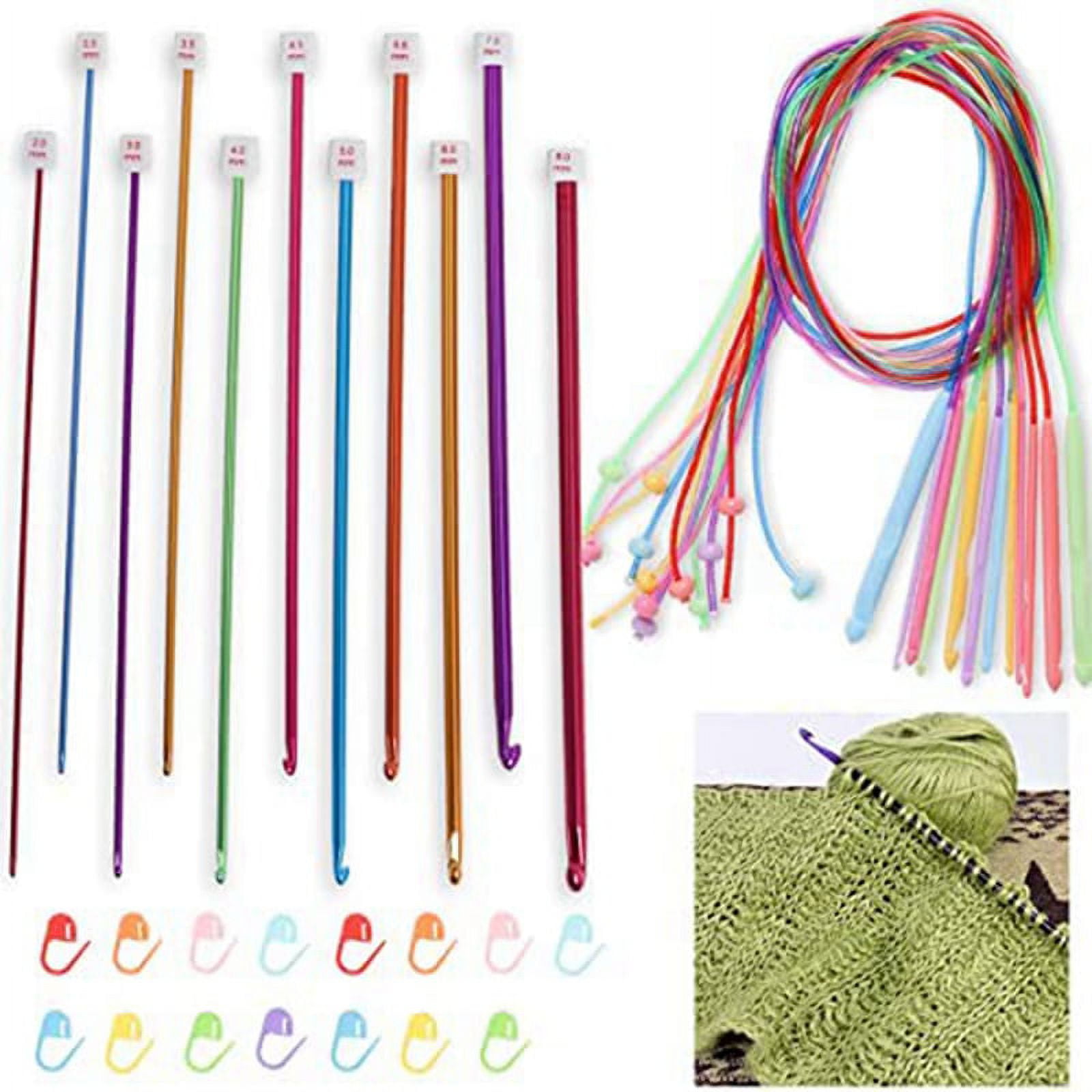 Faginey ABS Plastic Afghan Tunisian Crochet Hook Set with Cable Carpet Rug Weave Knitting Needles 12pcs, Crochet Hooks with Cable,Afghan Crochet Hooks