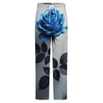 thumbnail image 5 of Blue Rose Romantic Print Winter Female Pants Flannel High Waist Women Pants Lady Warm Straight Leg Plush Trousers, 5 of 7