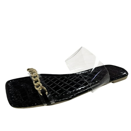 

ZIZOCWA Smxkume Women’S Slippers Boot Slippers For Women And Chain Fashion Decorative Flat Color Bottom Beach Sandals Ladies Solid Slippers Pvc Women S Slipper Sandals Comfort