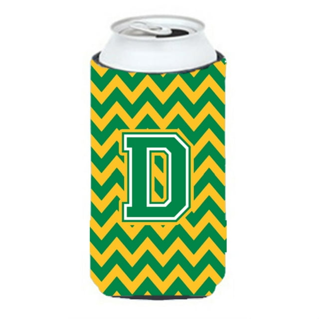 Letra D Chevron Verde y Dorado Caroline's Treasures Tall Boy bebida aislante Hugger CJ1059-DTBC