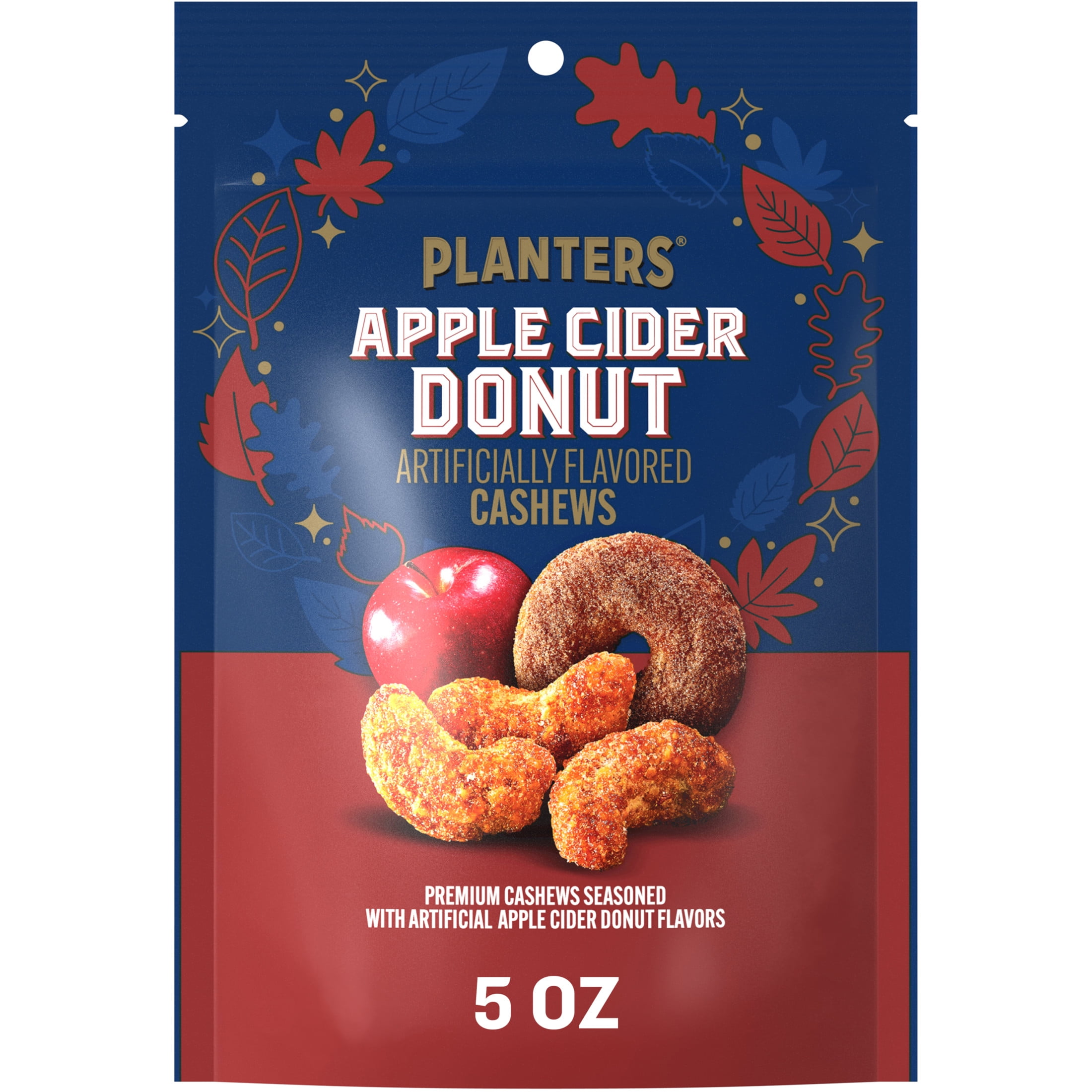 PLANTERS Apple Cider Donut Artificially Flavored Whole Cashews, Party Snacks, Plant-Based Protein 5 oz Bag