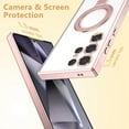 thumbnail image 3 of Dteck with Tempered Glass Screen Protector Magnetic Case for Samsung Galaxy S25 Mag-Safe TPU+PC Clear Case with Camera Lens Protector Stand Shockproof Electroplated Cover,Rosegold, 3 of 8