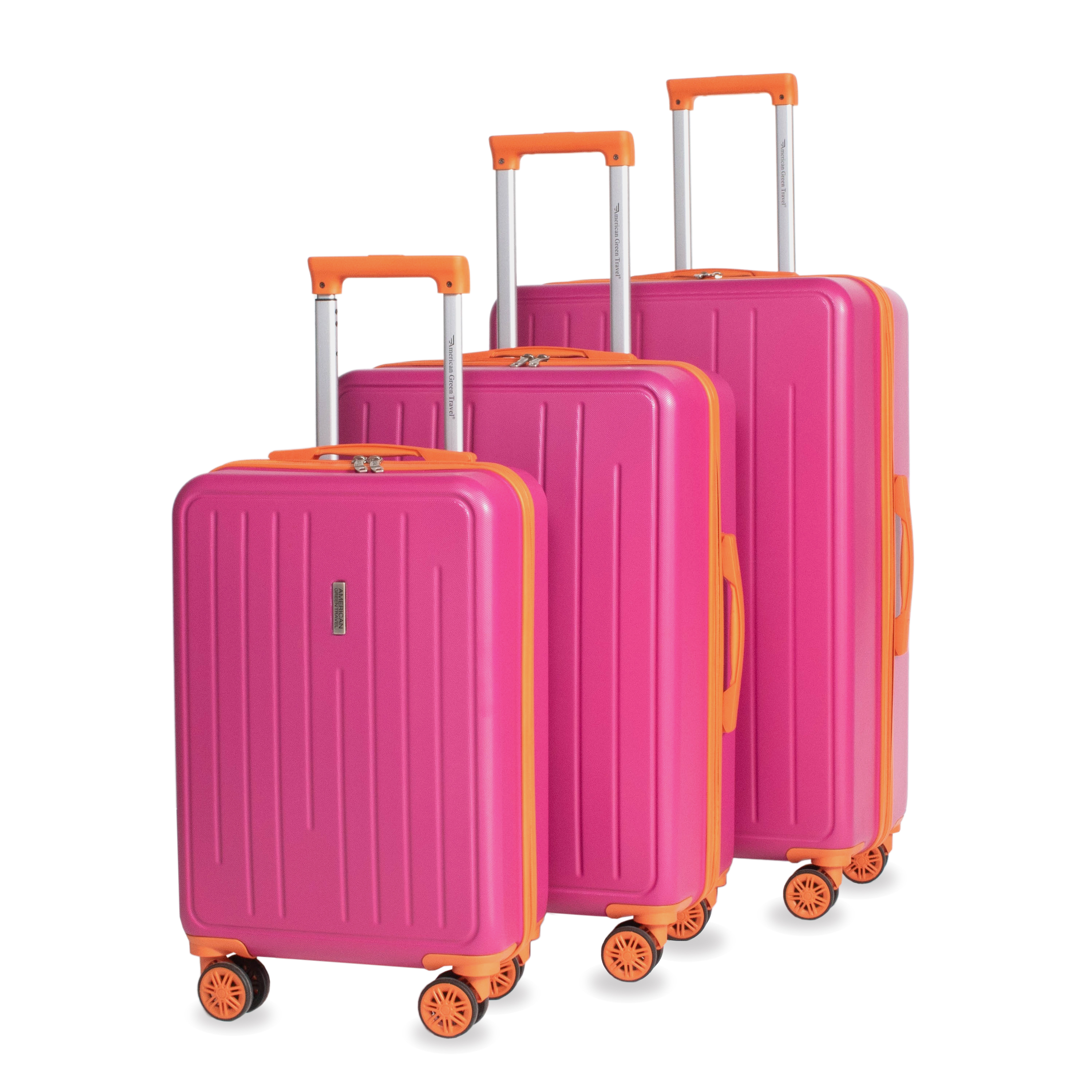Crue 3Piece Pink Hardside Double Spinner Luggage Set