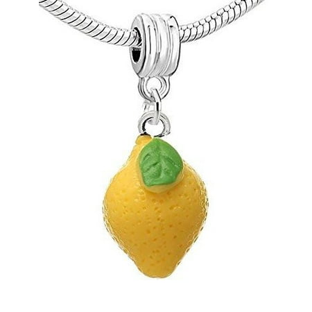 Resin Lemon Yellow Fruit Dangle Charm Pendant for European Snake Chain Bracelet