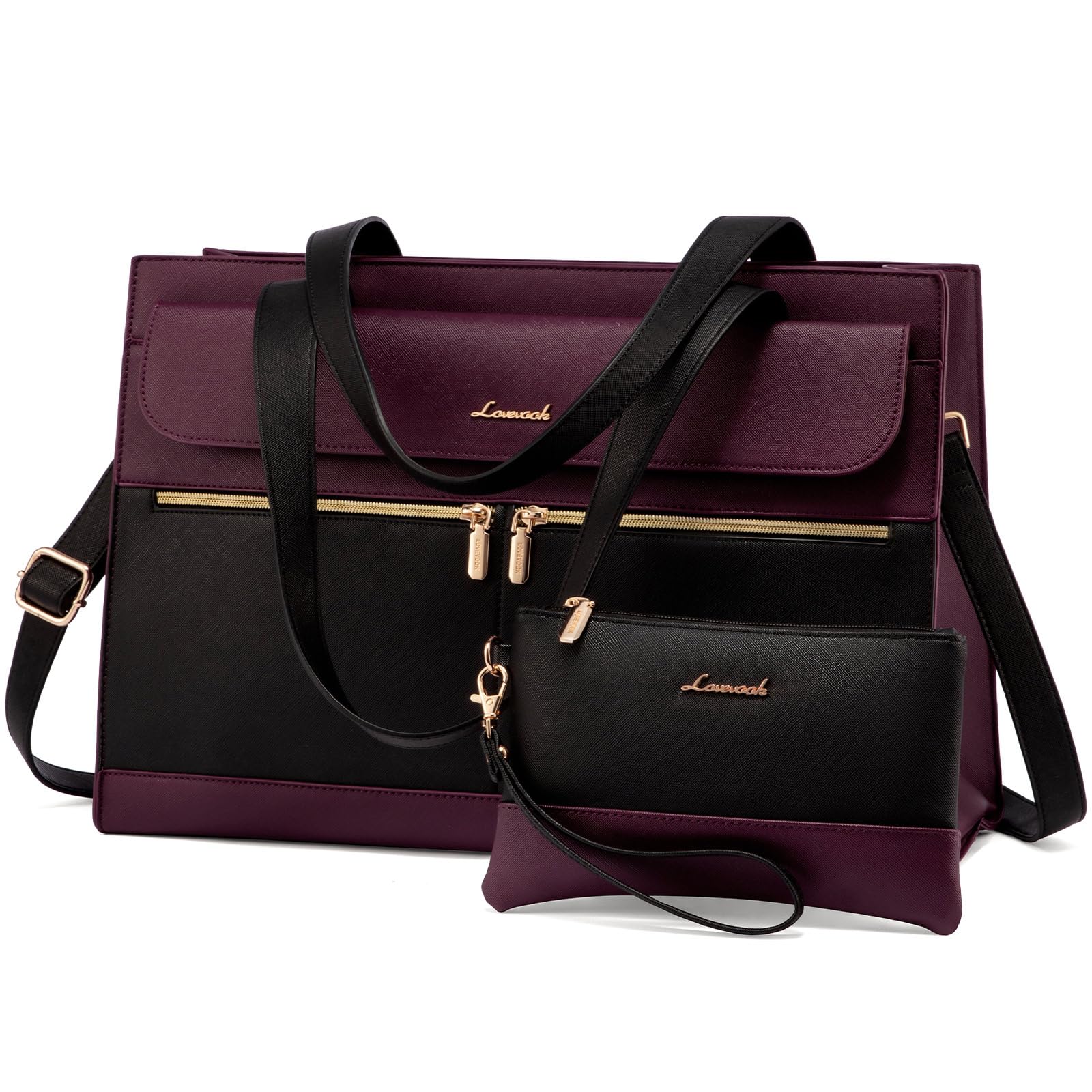 LOVEVOOK – Sac Pour Ordinateur Portable Femme – Léger 540g, Dimensions 42x18x31 Cm – Design Matelassé En V, Imperméable