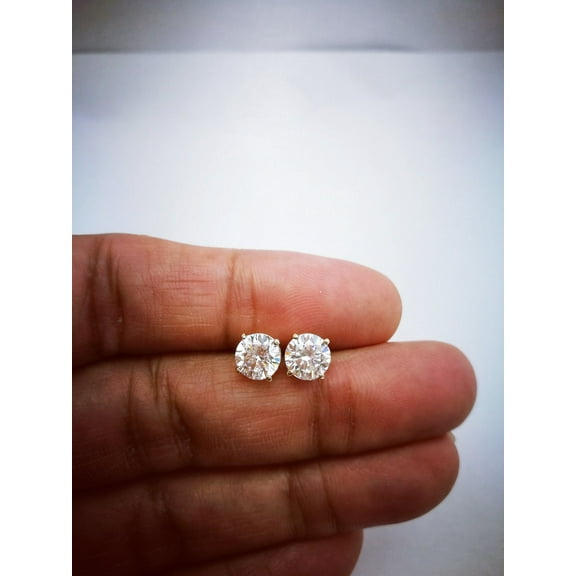 Forever Jewels 1 Ct Round Cut Moissanite Solitaire Women Stud Earrings 14K Yellow Gold Plated