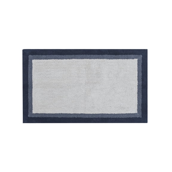 Cotton Tufted Bath Rug, Soft Absorbent Non-Slip Bathroom Mat for Bathroom Floor Shower Tub, Machine Washable Area Rug, Blue